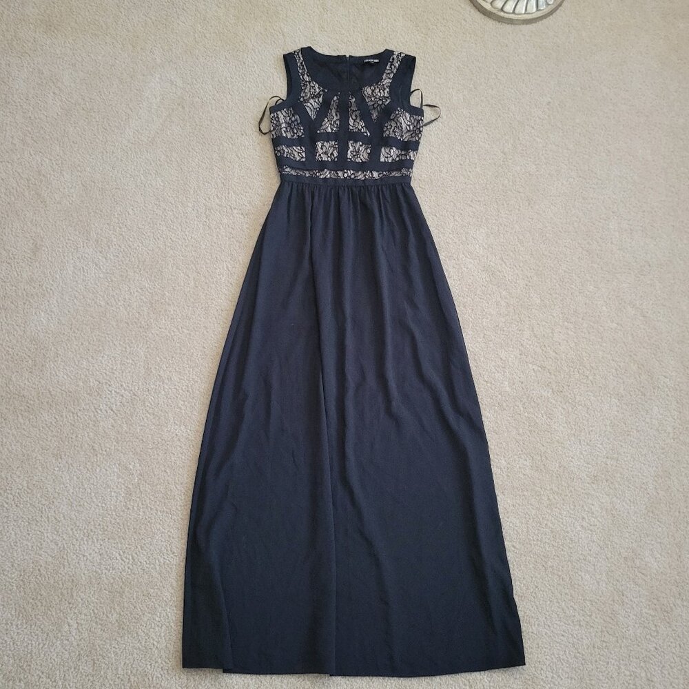 Gianni Bini Black Lace Maxi Size 0 Dress Sheer Bodice Formal Evening Gothic